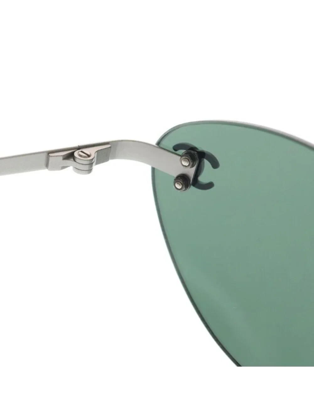 Chanel CC Logo Sunglasses Rimless Green Lens Eyewear